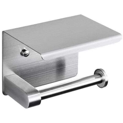 Toilettenpapierhalter, wandmontierter Toilettenpapierhalter, Toilettenpapierhalter aus Edelstahl 304, Installation mit Schrauben oder 3M selbstklebend, Silber (1/2)