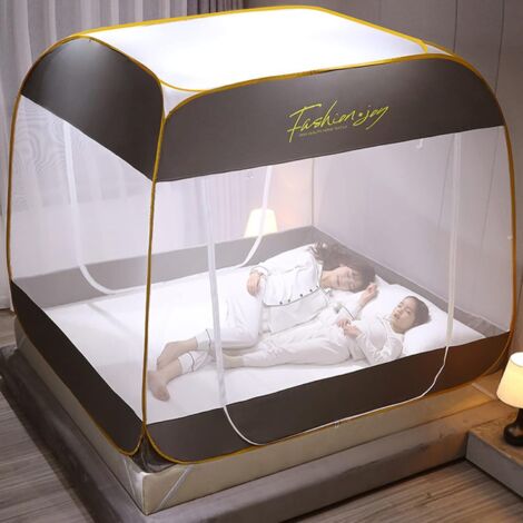 Faltbares Moskitonetz für Gartenbetten - Tragbares und faltbares Moskitonetz - Netzgewebe am Boden - Dreitüriges Design - Viel Stauraum - Geeignet für Erwachsene und Babys (71 x 78 x 65 Zoll - Grau) (1/2)