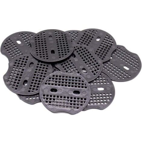 Tampone rondella 100 pezzi – 6,8 x 6 cm. Adatto per chiodi da giardino, chiodi da terra a forma di U, tessuti fissi per il controllo delle erbacce, reti, teli di fondo (nero) (1/4)