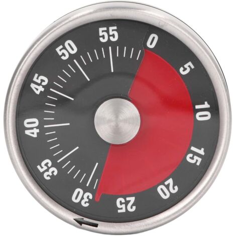 Optische Küchenuhr mit 60 Minuten Anzeige, magnetischer Rückseite und 70 dB Alarm, mechanischer Countdown-Timer aus Edelstahl – Schwarz (1/5)