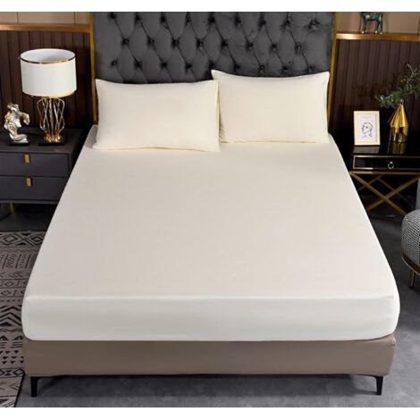 Housse de protection épaisse en trois parties pour matelas de couleur unie, réduisant les problèmes causés par des draps irréguliers (couleur : blanc, taille : 180 x 200 x 30) (1/5)