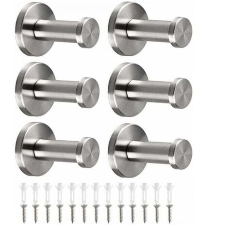 6 ganci appendiabiti da parete in acciaio inox, ganci per accappatoio, ganci per asciugamani, ganci per bagno per accappatoio, asciugamano, camera da letto, cucina (1/4)