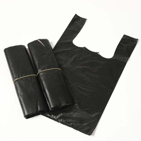 300er-Pack schwarze Hygiene-Müllbeutel für Damen – kleine Badezimmer-Müllbeutel, Damenbinden, Plastiktüten mit Griffen für Zuhause und Küche – 24 x 37 cm, Schwarz