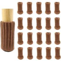 24er-Pack Stuhlhusen, Braun, doppelt dick gestrickt für Stuhlbeine, rutschfeste Füße, schützen den Boden