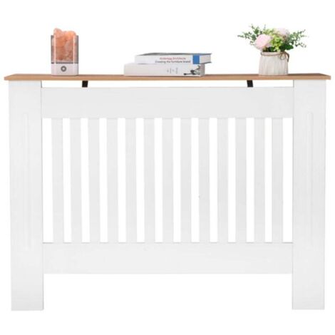 Bluedeer – Cache-radiateur MDF blanc M – Panneau décoratif ventilé – Design traditionnel rayures verticales – Dimensions 112 x 19 x 81,5 cm