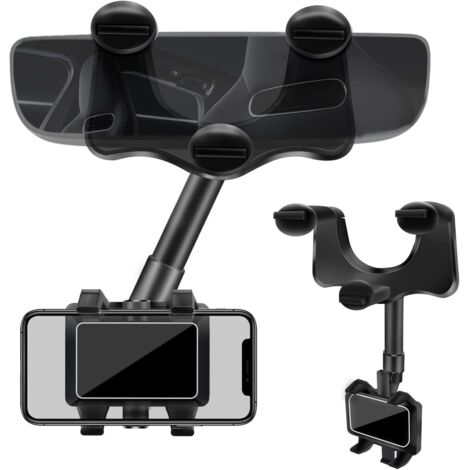 Support de téléphone pour rétroviseur de voiture, support de téléphone pour voiture, support de téléphone pour voiture pivotant à 360°, supports de téléphone pour smartphones de 4 à 7 pouces (1/5)
