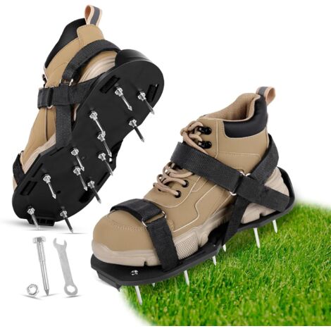 Aérateur de Pelouse Sandales, 1 Paire avec 13 Clous Métalliques 48mm, Sangles Scratch Réglables, Outil de Jardin pour Amélioration du Sol, Chaussures Aérateur pour Jardin/Pelouse/Cour/Terrasse (1/5)