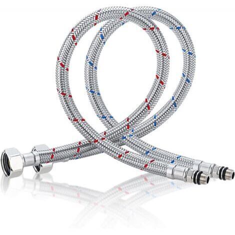 Tuyau de raccordement en acier inoxydable pour robinets eau chaude/eau froide, évier de cuisine, 60 cm, MUMU (1/4)
