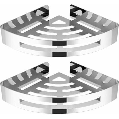 Étagère de douche pour salle de bain, acier inoxydable 304, antirouille, tablette de coin (paquet de 2, triangulaire) (1/5)