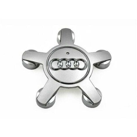 Jeu de 4 enjoliveurs avec emblème 4f0601165 N, pour jantes de 135 mm Audi (argent) (1/4)
