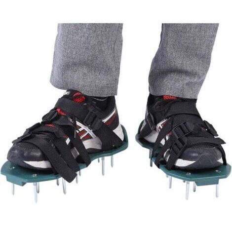 Semelles d'aération pour pelouse (paire) Aérateur de pelouse Amélioration du sol Clous en acier Ajustables jusqu'à la pointure 46 et compatibles avec toutes les chaussures FLITI (1/4)