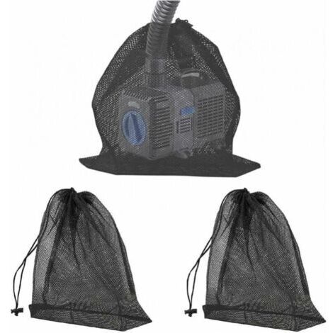 Sac filtrant en filet pour pompe de bassin, sac filtrant avec cordon de serrage, sac de filtration pour pompe à eau, sac barrière externe pour pompe de bassin (45 x 45 cm) FLITI