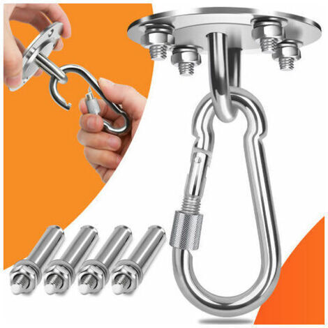 Ceiling hook, rotating stainless steel hook, load capacity up to 500 kg, U-shaped hook for hammock and chair (1/4)