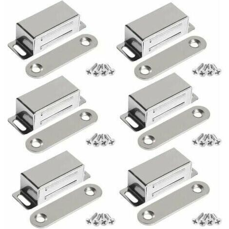 Furniture door magnets, 10 kg heavy stainless steel magnets for cabinet doors (pack of 6 with screws) FLITI (1/4)