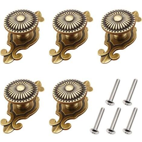 Boutons de meubles vintage, lot de 5, poignées de porte, boutons en métal, poignées de meubles, boutons de tiroir anciens, boutons de meubles avec vis, bouton rond pour meuble (1/5)