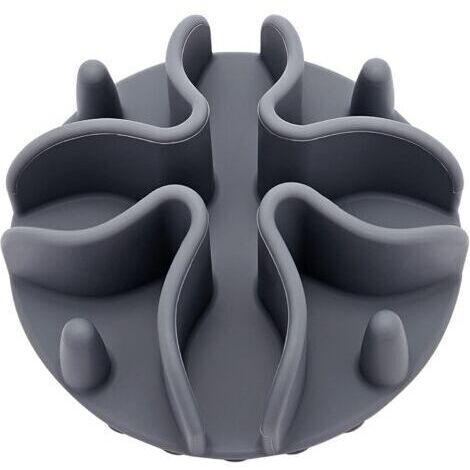 Gamelle anti-ingestion pour chiens et chats, en silicone antidérapant, grise. (1/4)