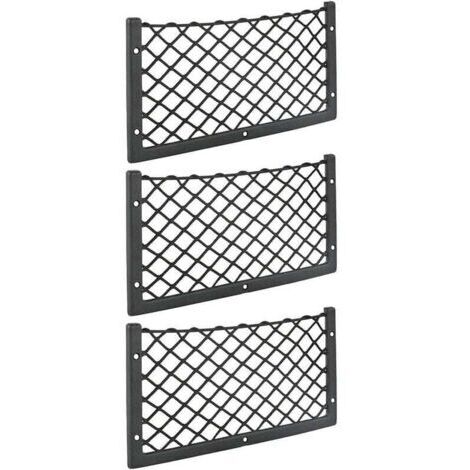 Lot de 3 filets de rangement pour voiture 36 x 18 cm – Maille élastique pour rangement bagages et magazines – Fixation robuste pour van et camping-car (1/5)
