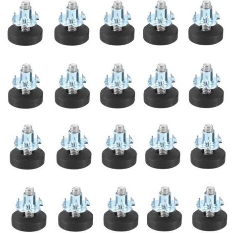 Lot de 20 pieds de meuble réglables – Avec vis de réglage M6 – Socle ajustable pour tables et armoires – Matériau PP antidérapant (1/5)