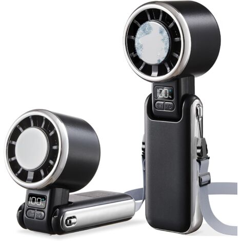 Ventilateur turbo portable avec refroidissement à glace, 5 vitesses, haute vitesse, 4400 mAh, rechargeable, mini ventilateur personnel pour les essentiels de voyage, vacances à la plage, cadeaux pour (1/5)