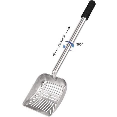 Pelle à litière pour Chat,Pelle à litière antiadhésive pour Chat,Acier Inoxydable,Réglable,Pelle Creuse avec Long Manche Durable pour Tamisage et Nettoyage de la Litière (1/5)