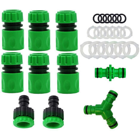 Lot de 10 Raccord Tuyau D'arrosage 3/4" 19mm,Kit de Raccordement de Robinet Tuyau de Jardin -Raccord D'arrosage Rapide,Double Mâle,Séparateur en Y,2en1 Robinet Filetage,Joint de Réparation de Tu (1/5)