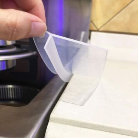Lot de 2 couvre-joints en silicone transparent 63,5 cm – Joint d'étanchéité pour appareils de cuisine – Installation facile et flexible (1/4)