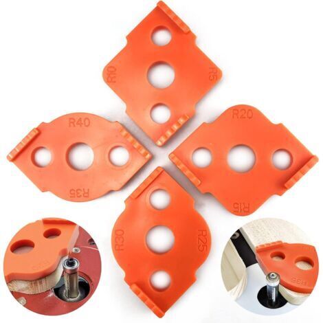 Gabarits de défonceuse à rayon 4pcs – Calibres d'angle R5 à R40 – Matériau ABS résistant à la corrosion – Pour travail du bois précis (1/5)