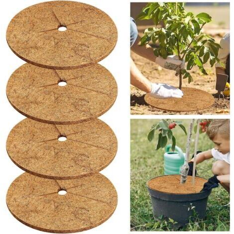 Disque de paillage en fibre de coco 30 cm – Lot de 4 – Épais et biodégradable – Protection des plantes en pot et jardin (1/5)