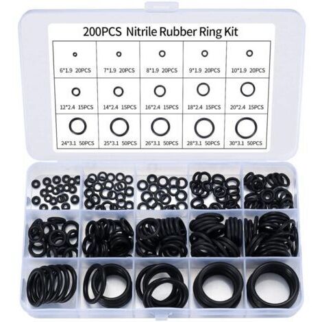 Lot de 200 joints toriques en caoutchouc nitrile assortis, joints toriques pour robinet de cuisine, plomberie, joints toriques en caoutchouc (1/5)