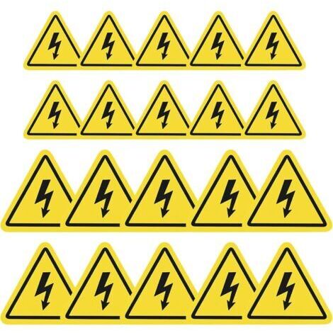 Signalétique Electricité Autocollant Panneau Danger Électrique Jaune Danger Électrique 20 Pièces Panneau PVC 5cm10cm Sticker Adhésif Electricité Danger Triangulaire pour Avertissement de Haute T (1/5)