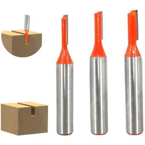 Fraise Droite à Queue de 8 mm, 3 Pièces Fraise Droite Defonceuse, Fraise a Rainurer à Tige, Fraise à Bois Outils de Fraisage du Bois, Outil de Travail Du Bois, Diamètre de Coupe 3mm/ 4mm/ 5mm (1/4)