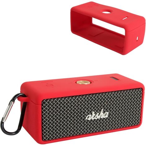 Coque de protection en silicone pour haut-parleurs Bluetooth portables Marshall Emberton II - Résistante aux chocs, à la poussière et à l'eau pour une utilisation sans soucis n'importe où, rouge (1/5)