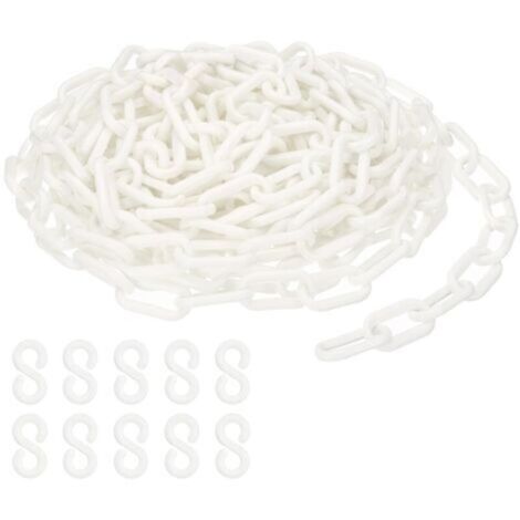 Maillons de chaîne en plastique blanc, 700 cm,6 mm, pour barrières, parkings, clôtures, portails et décoration