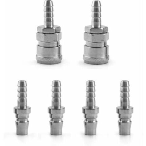 Serbia – Pack de 6 embouts compresseur air 8mm – Raccord pneumatique rapide male femelle – Compatible avec tuyaux GPL – Prévention fuites d'air (1/5)
