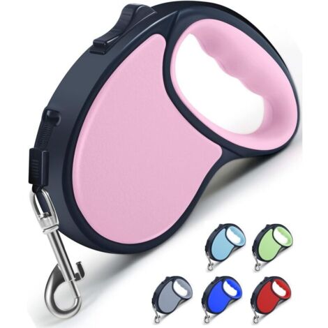 Laisse rétractable pour chien, [ruban en nylon résistant] [verrouillage à une main et un bouton] pour chiens et chats de petite et moyenne taille (1/4)
