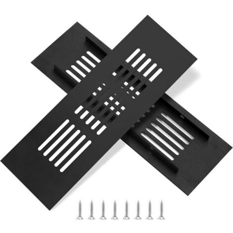 2 grilles de ventilation noires en aluminium, 10 x 5 cm, pour la ventilation des placards et des pièces (1/5)