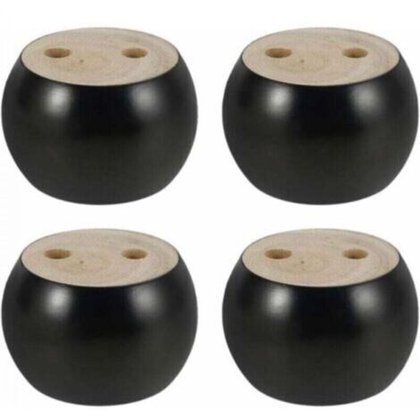 Serbia – Lot de 4 pieds de meuble ronds en bois d'eucalyptus 5 cm – Installation à vis – Résistants à l'humidité – Pour canapé, lit, armoire (1/4)