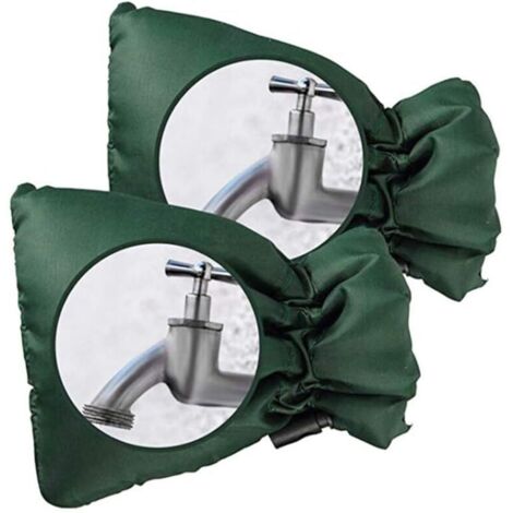 Lot de 2 housses de protection pour robinet extérieur - Protection épaisse pour robinet extérieur contre le gel - Imperméable - Vert (1/5)