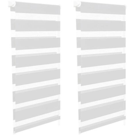 Lot de 2 stores enrouleurs zébrés jour nuit l.55 x H. max 170 CM blancs (1/5)