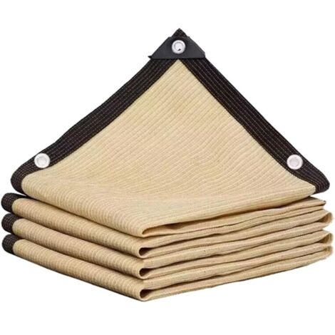 Filet de protection solaire 90-95 % anti-UV avec œillets métalliques, tissu d'ombrage indéchirable pour abri de voiture, jardin, serre et niche, dimensions individuelles (beige, 2 m x 2 m) (1/5)