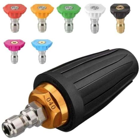 Buse turbo pour nettoyeur haute pression, buse rotative et 7 pointes, raccord rapide 1/4', 4000 Psi, Noir, (406689), kit jet pour nettoyeur haute pression, rotabuse haute pression - (1/5)