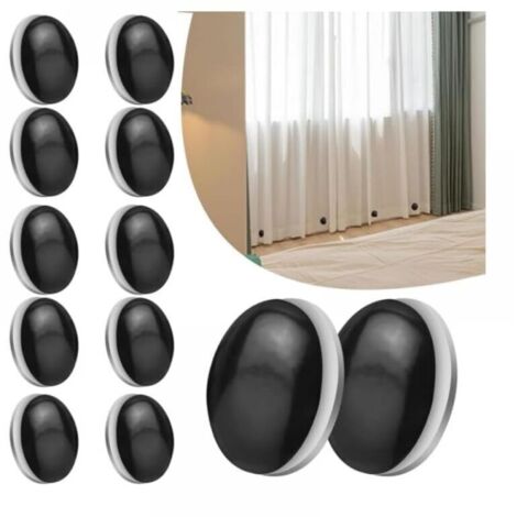 Lot de 12 aimants pour rideau de douche, attaches, poids et accessoires (pour rideaux de douche et rideaux de fenêtre) (noir) (1/5)