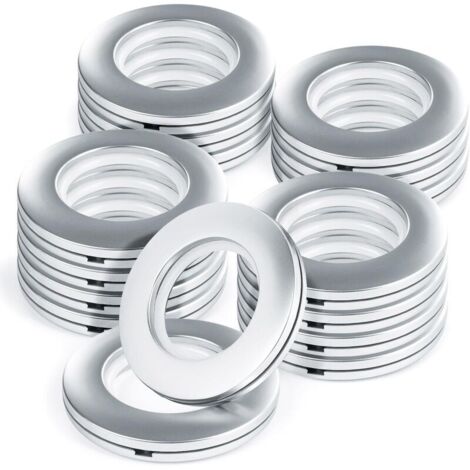 16 Pièces Anneaux à œillets de Rideau, Oeillet pour Rideaux Silencieux, Anneaux de Rideau en Plastique, Intérieur Diamètre 42mm (1/5)