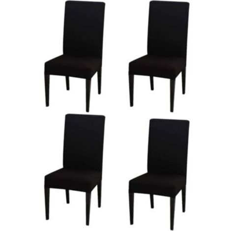 Ensemble de chaises noires 4 pièces, housse de chaise à dossier haut 383847cm, moderne, élastique et lavable, convient pour la salle à manger et la cuisine (1/5)