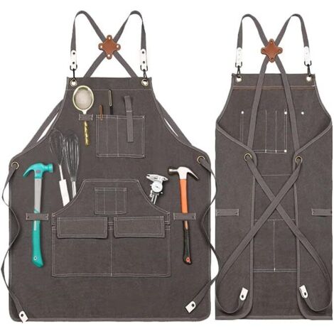 Tabliers de Cuisine, Grandes Poches, Tabliers en Toile, Hommes et Femmes, Cuisine, Cuisson, Bavoirs, Durables, Tabliers de Qualité Professionnelle Réglables (1/5)