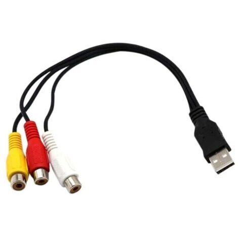 Câble USB Vers 3RCA USB Vers 3 RCA Rgb VidéO AV Composite Adaptateur Convertisseur Câble Cordon Connecteur Plomb Convient pour TV PC DVR (1/5)