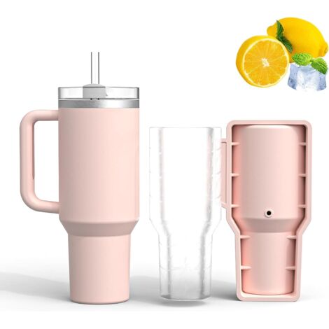 Bac a Glacon, Glacons Moule, Bac a Glacons Avec Couvercle, Moule Glacon Silicone, Glaçon, Adapté aux Tasses Stanley de 20 a 40 Oz, Bière, Whisky, Café, Tout en un (1/4)