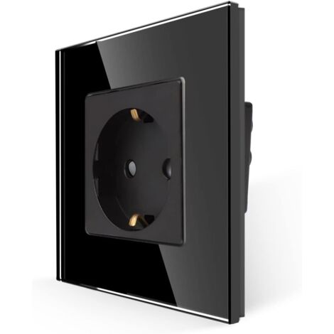 Prise murale encastrée en verre noir - Prise Schuko 16 A - 250 V - 1 compartiment (1/5)