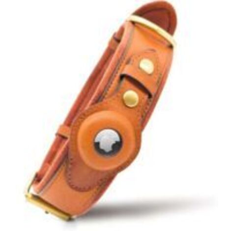 Collier pour chien en cuir avec emplacement pour AirTags intégré, pour races de grande à très grande taille, réglable, marron (1/5)
