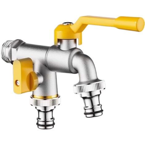Robinet D'extérieur Antirouille, Robinet À Double Fente, Connecteur D'eau En Métal Amovible, Outil Extérieur Fiable, Parfait Pour Le Nettoyage De L'irrigation De La Pelouse, Du Patio, Du Porche, De L' (1/5)